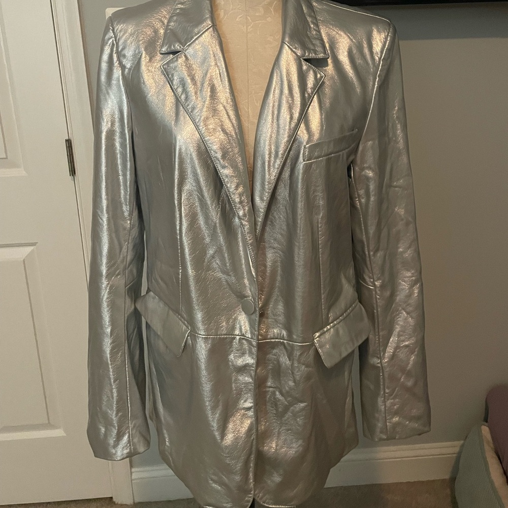 Jayley faux silver leather jacket